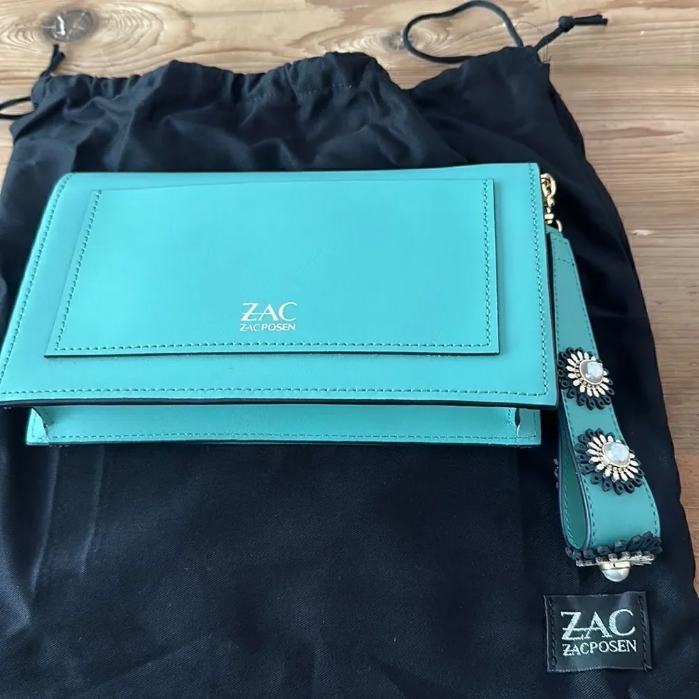 ZAC POSEN Earthette Leather Clutch + Dust Bag